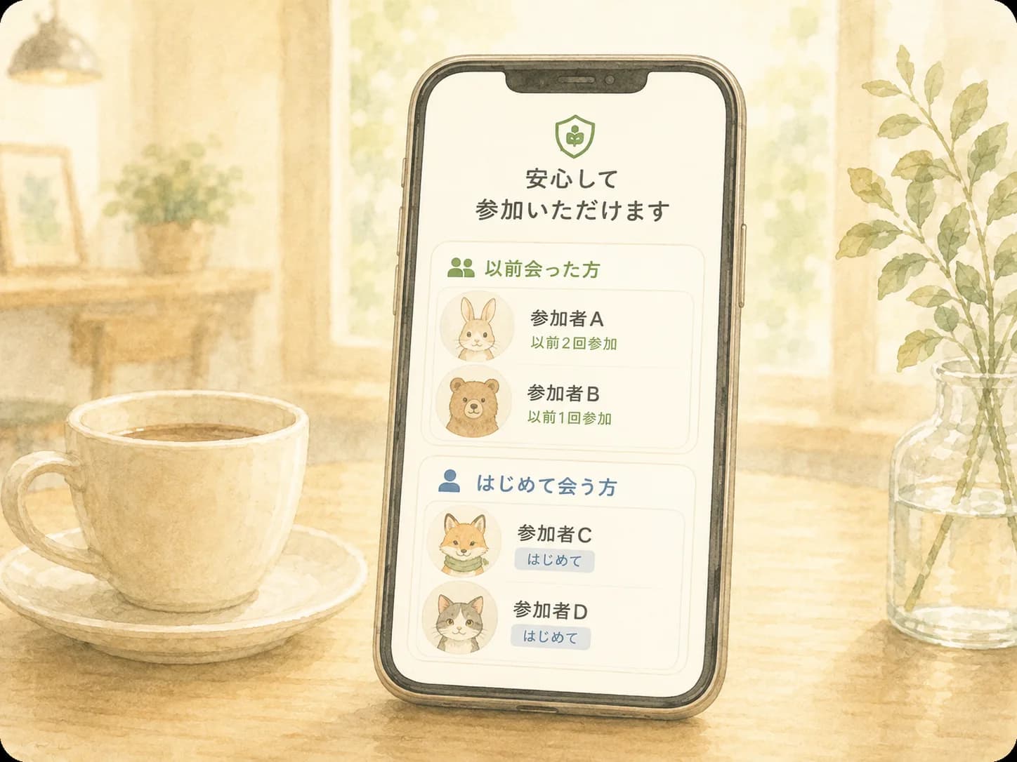 参加前に顔ぶれが分かる安心感を表すイラスト