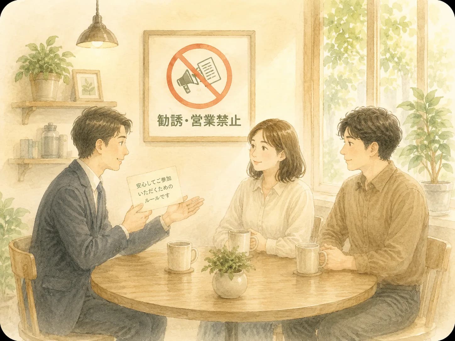 勧誘・営業禁止の安心ルールを表すイラスト